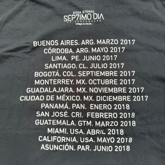 Soda Stereo Septimo Dia Tour T-Shirt Large (2017–2018) Band Tee Sep7imo Gustavo - Picture 5 of 8